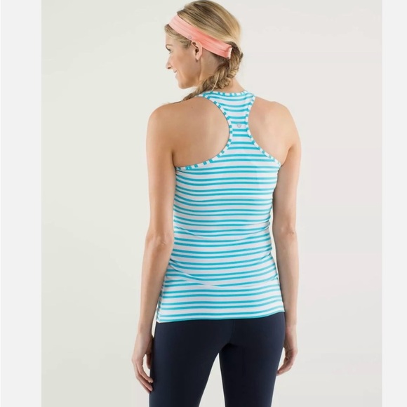 Lululemon" Cool Racerback Stripe blue and white, - Picture 2 of 13